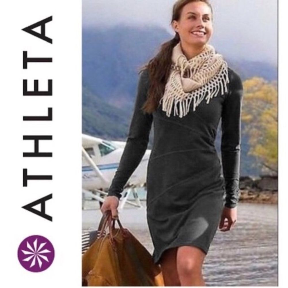 Athleta Sunburst Nectar Grey Organic Cotton Blend Dress Sz S
